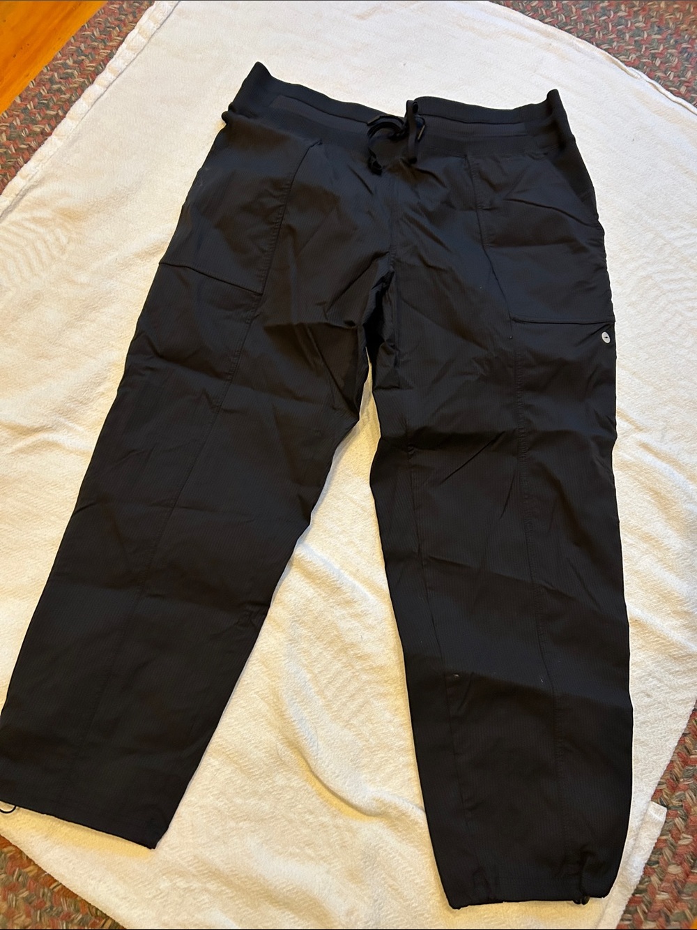 Avia Black Ankle-Length Drawstring Workout Pants